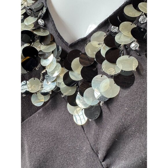 Nine West Black Sidewalk Cafe Sleeveless Top With Sequin Detail Size M New With - Picture 4 of 16